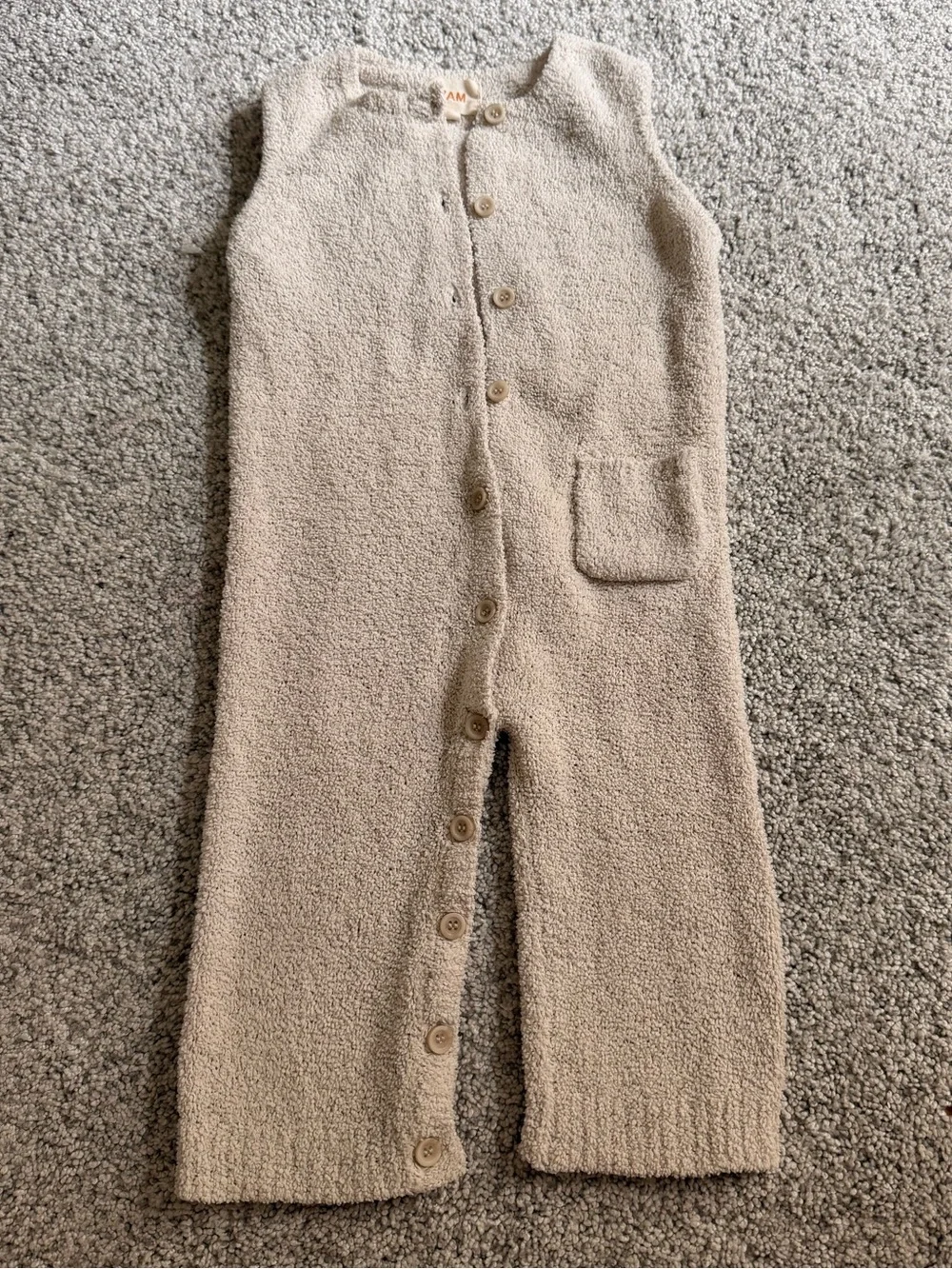 7AM romper Neutral Cream Kids Button-Front One-Piece Bodysuit